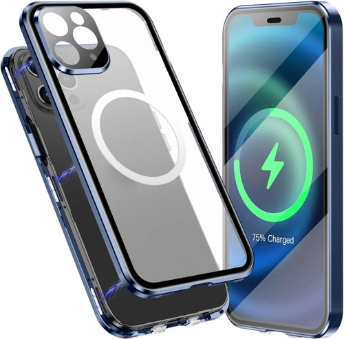 Fusion360 iPhone 12 360 Full Body Magnetic Frosted Magsafe Phone Case - Navy Blue